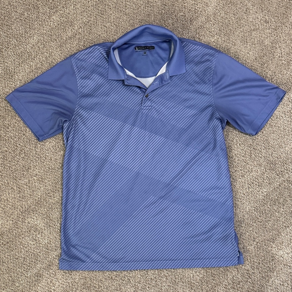 Pebble Beach Men's Purple Polo with Subtle Stripes